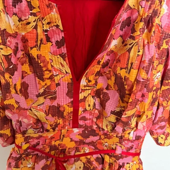 AVARA Nicolette Floral Balloon Sleeve Top vibrant, multicolor peplum - Picture 4 of 10